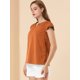 thumbnail image 4 of Camiseta Manga Tulipán Allegra K Cuello En V Básico para Mujer color caramelo S, 4 of 6