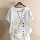 thumbnail image 2 of Vestidos Casuales Para Mujer, Blusas De Mujer De Moda Blusa informal de lino con botones y manga corta estampada para mujer, 2 of 4