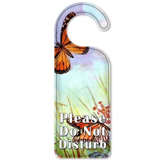 Do Not Disturb Door Knob Hanger Sign - Butterflies and Flowers