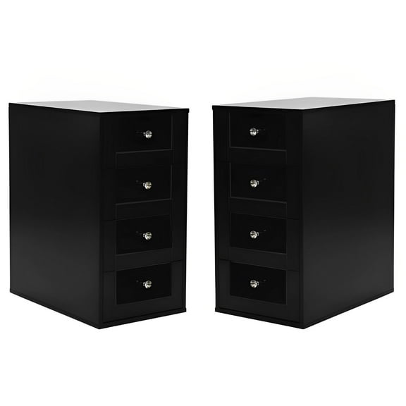 Impressions Vanity Slaystation 4 Drawer Makeup Vanity Storage Unit, Dresser Organizer (Pro Black)