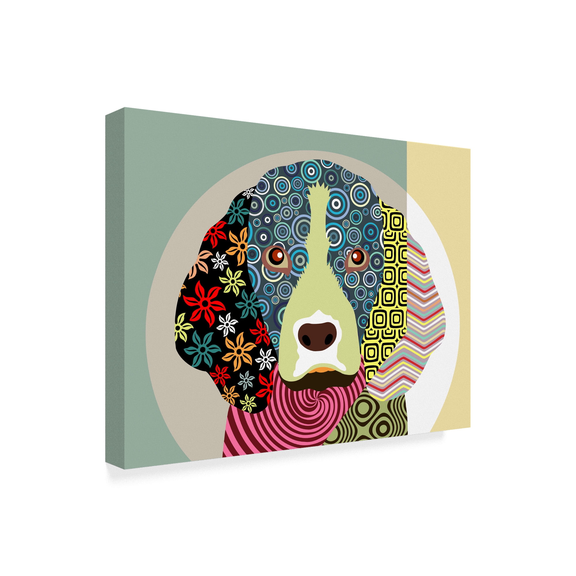 Trademark Fine Art 'Floral Beagle' Canvas Art by Lanre Adefioye