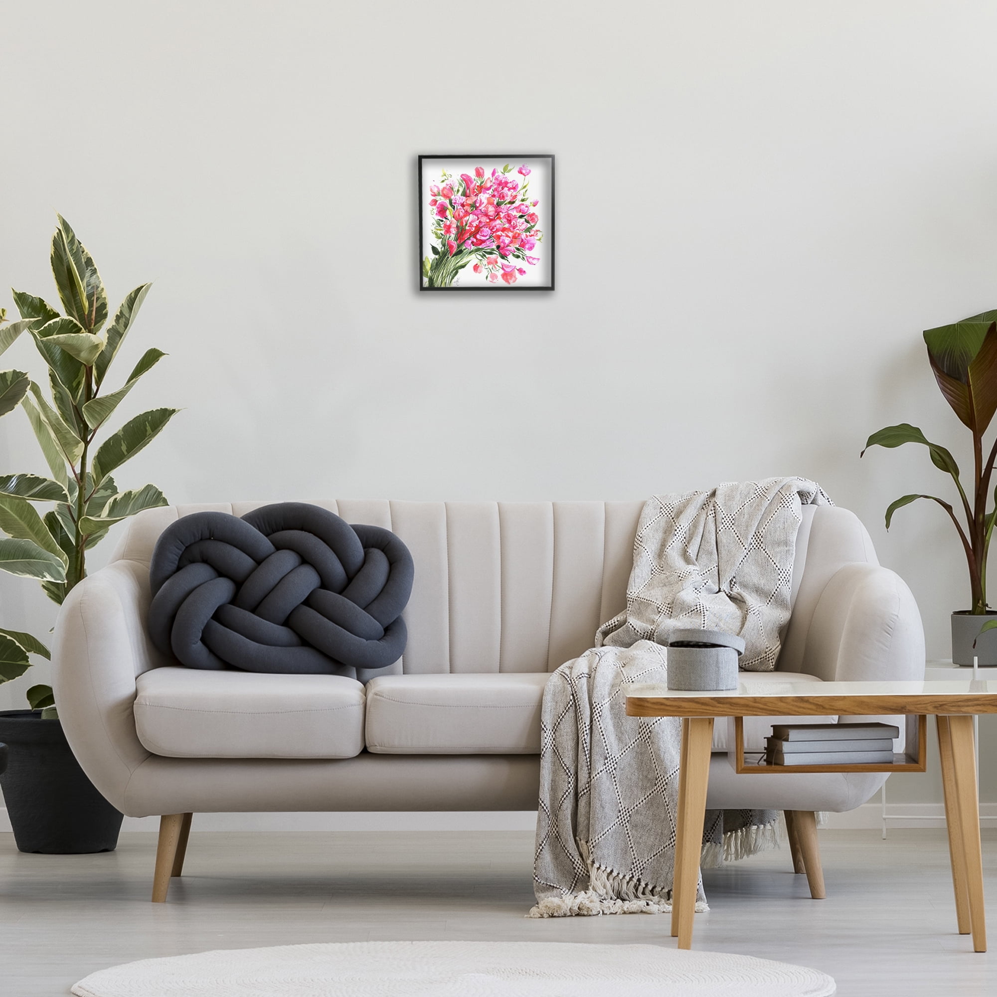Stupell Industries Sweet Pea Bouquet Botanical & Floral Painting Black Framed Art Print Wall Art, 12 x 12