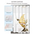 thumbnail image 2 of No Hook Shower Curtain with Snap in Liner,Summer Yellow Cute Dwarf Bee on White Waterproof Bath Curtain Double Layers with See Through Top Window,Flower Leaves Hotel Shower Curtains 72x72in, 2 of 9