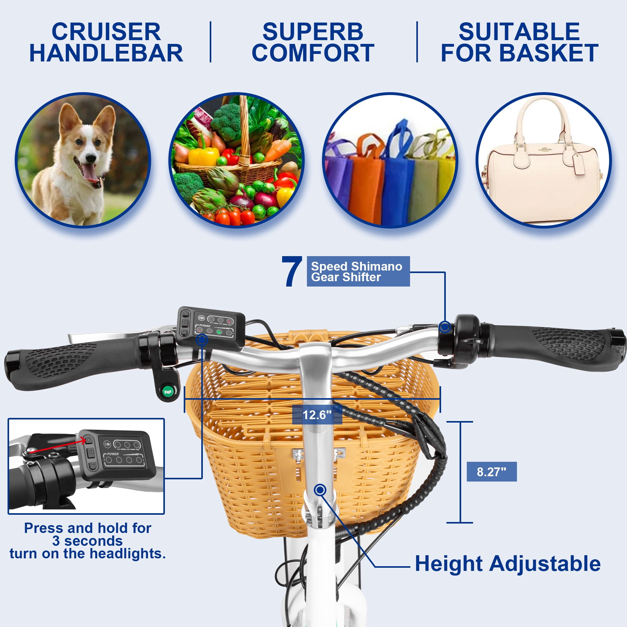 Gpower Peak 750W Electric Bike for Adults,22" Tire,48V10A Lithium Battery,City E-Bike,UL2849