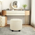thumbnail image 4 of Furniliving Modern Storage Ottoman Tufted Footrest Stool Ottoman for Living Room, Bedroom, Sherpa, IvoryWhite, 4 of 10