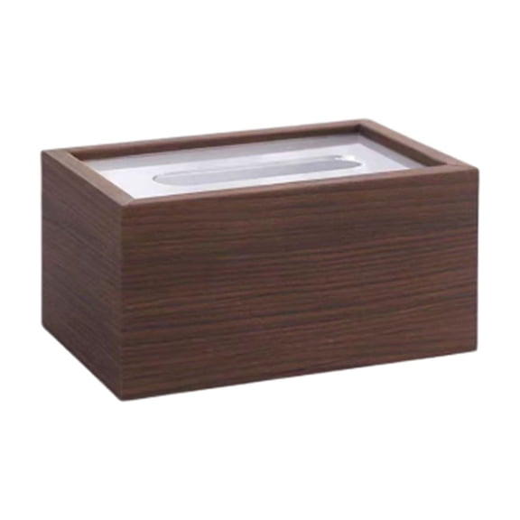 Solid Wood Tissue Box Cover with Patterned Acrylic Lid, Rectangular Napkin Holder for Living Room Bedroom Desktop