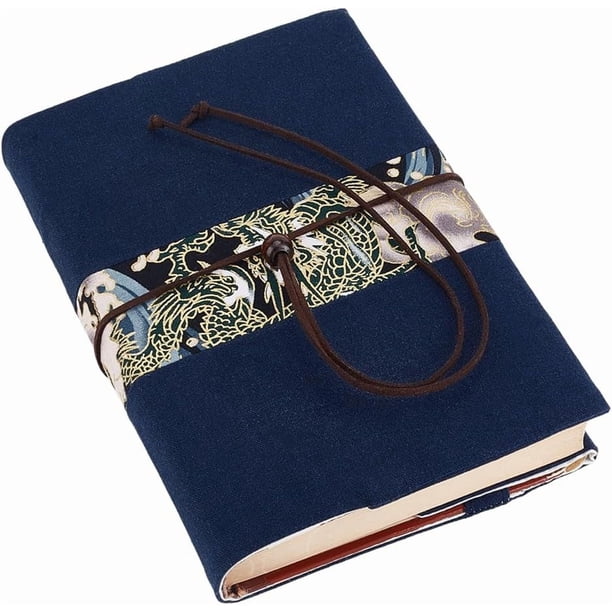 Funda de libro de tamaño A5 de 8,3 x 6,3 pulgadas, tela de lino suave, diseño de dragón azul oscuro, lavable, marcapáginas, tapa dura, tapa blanda, protector de libro.