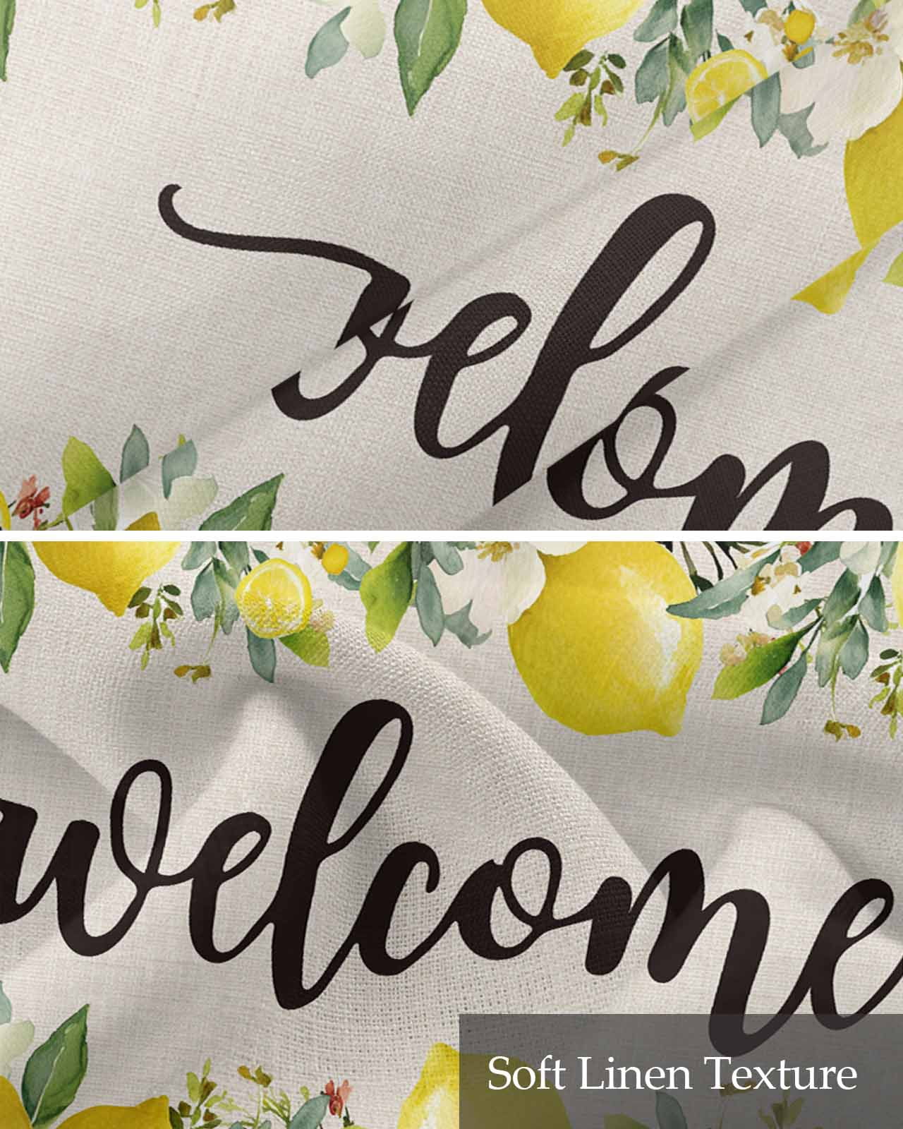 Lemon Farmhouse Kitchen Valances for Windows Farmhouse Linen Window Valance Curtain for Living Room Window Treatment Summer Fruit Botanical Beige Burlap Valance Rod Pocket Topper Drape, 54 x 18 Inch