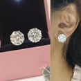 thumbnail image 2 of Women 925 Silver Stud Earring Cute 8 Stone Szs Round Cut Cubic Zircon Jewelry, 2 of 7