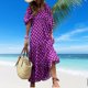 thumbnail image 3 of Vestido Vestido de media manga para mujer, vestido de playa bohemio, vestido elegante informal de algodón 2023 Ygjytge Púrpura T L para Mujer, 3 of 8