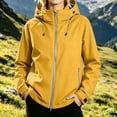 thumbnail image 4 of thefmos Women's Long Sleeve Jacket with Hood Trendy Solid Color Zip Up Outerwear Warm Lightweight Insulated Windbreaker Casual Fall Winter Clothes, Yellow L, 4 of 6