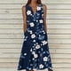 thumbnail image 1 of TaTaai Ladies Casual Sleeveless V Neck Maxi Dress Strap Detail Loose Fit Summer Beach Vacation Long Sundress Gift, 1 of 5