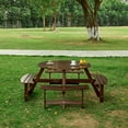 thumbnail image 2 of Outdoor 8 Person Picnic Table, 8 person Round Picnic Table with 4 Built-in Benches, Umbrella Hole, Outside Table and Bench Set for Garden, Backyard, Porch, Patio,  Natural   WL, 2 of 18