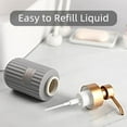thumbnail image 4 of Vertical Stripe Ceramic Soap Dispenser with Gold Lettering, Foaming Hand Soap Dispenser for Bathroom (Matte White), 4 of 10