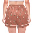 thumbnail image 3 of Women's Satin Pajama Shorts Apple Seamless Pattern with Pockets, Elastic Waist Sleep Lounge Shorts, 3 of 7