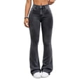 thumbnail image 4 of BODOAO Flare Jeans for Women High Waisted Denim Pants with Fitted Hip and Thigh Wide Flared Leg Classic Five Pocket Bell Bottom Silhouette Casual Everyday Jeans Grey M, 4 of 7