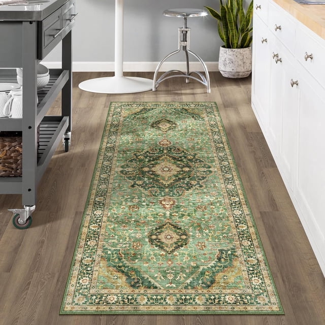 Boho Vintage Round Rug ft- Faux Wool Dreely Washable Area Rug Small Distressed Throw Rugs Floor Carpet for Door Mat Entryway Bedrooms Laundry (Round - ; Diameter Border )
