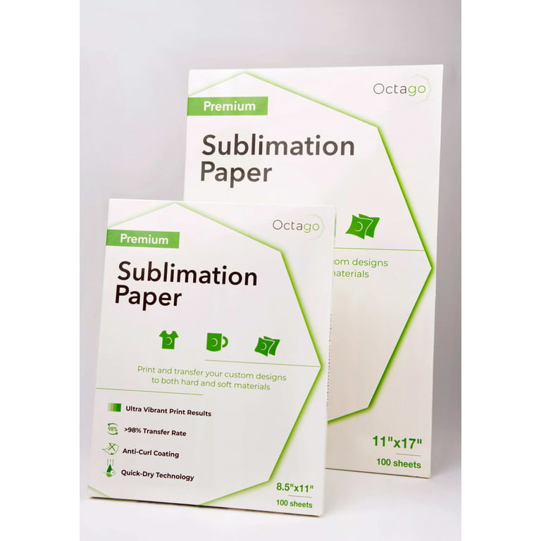 Octago Premium Sublimation Paper (8.5x11 Inches) Dye Sublimation Heat  Transfer Paper, works with Sublimation Blanks, Sublimation Ink, Sublimation