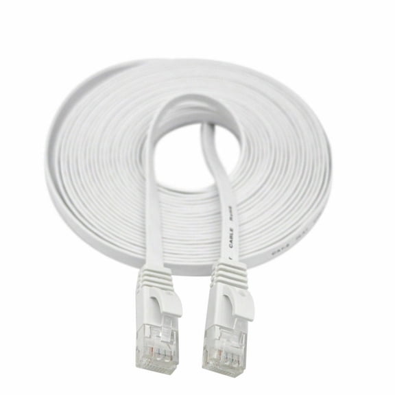 CableVantage CAT6 CAT6 FLAT RJ45 Ethernet LAN Network Patch Cable For PC, Mac, Laptop, PS3, PS4, XBox, Internet Router WHITE