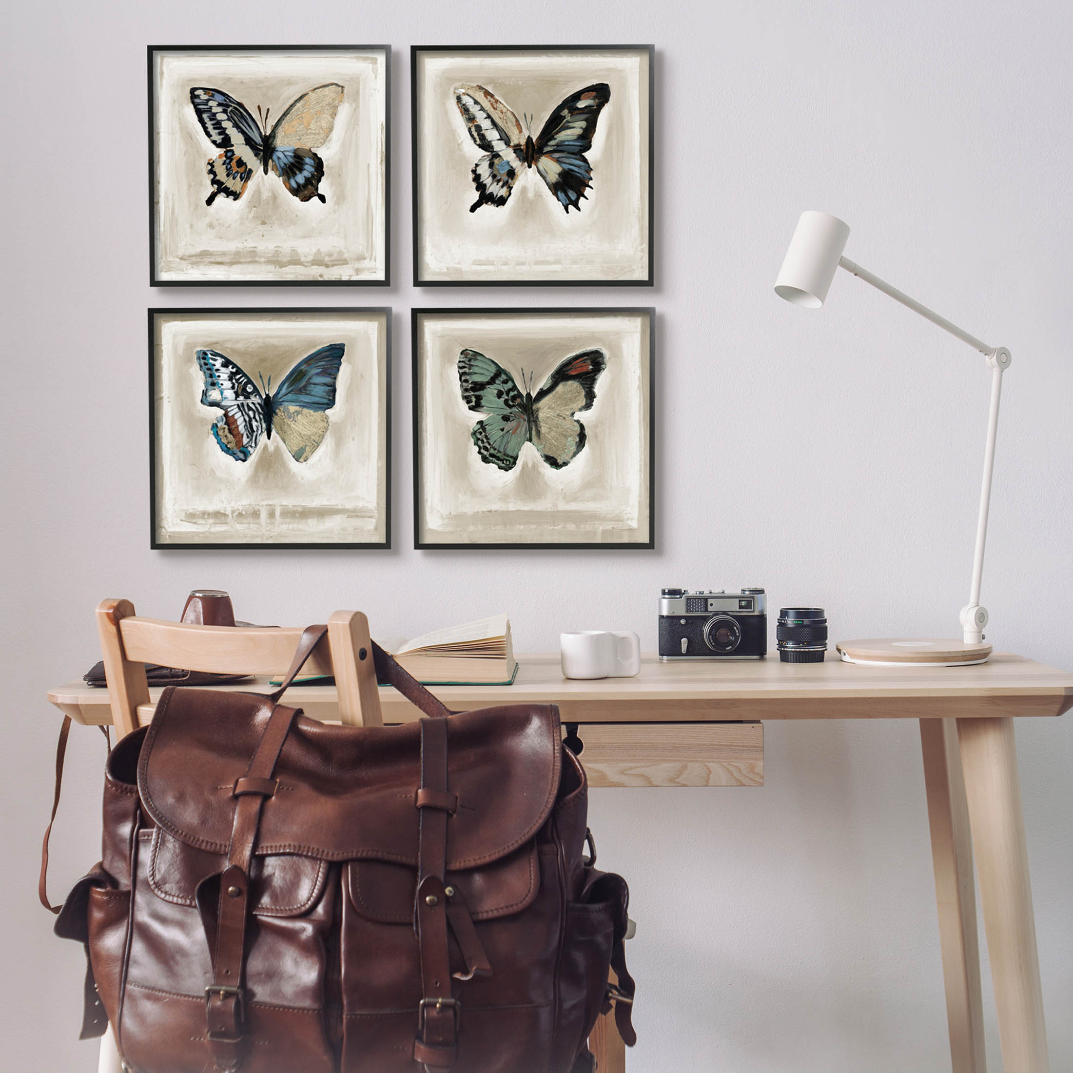 Stupell Industries Asymmetrical Butterfly Wing Patterns Painting Black Framed Art Print Wall Art, Set of 4, Design by Stacy D'Aguiar