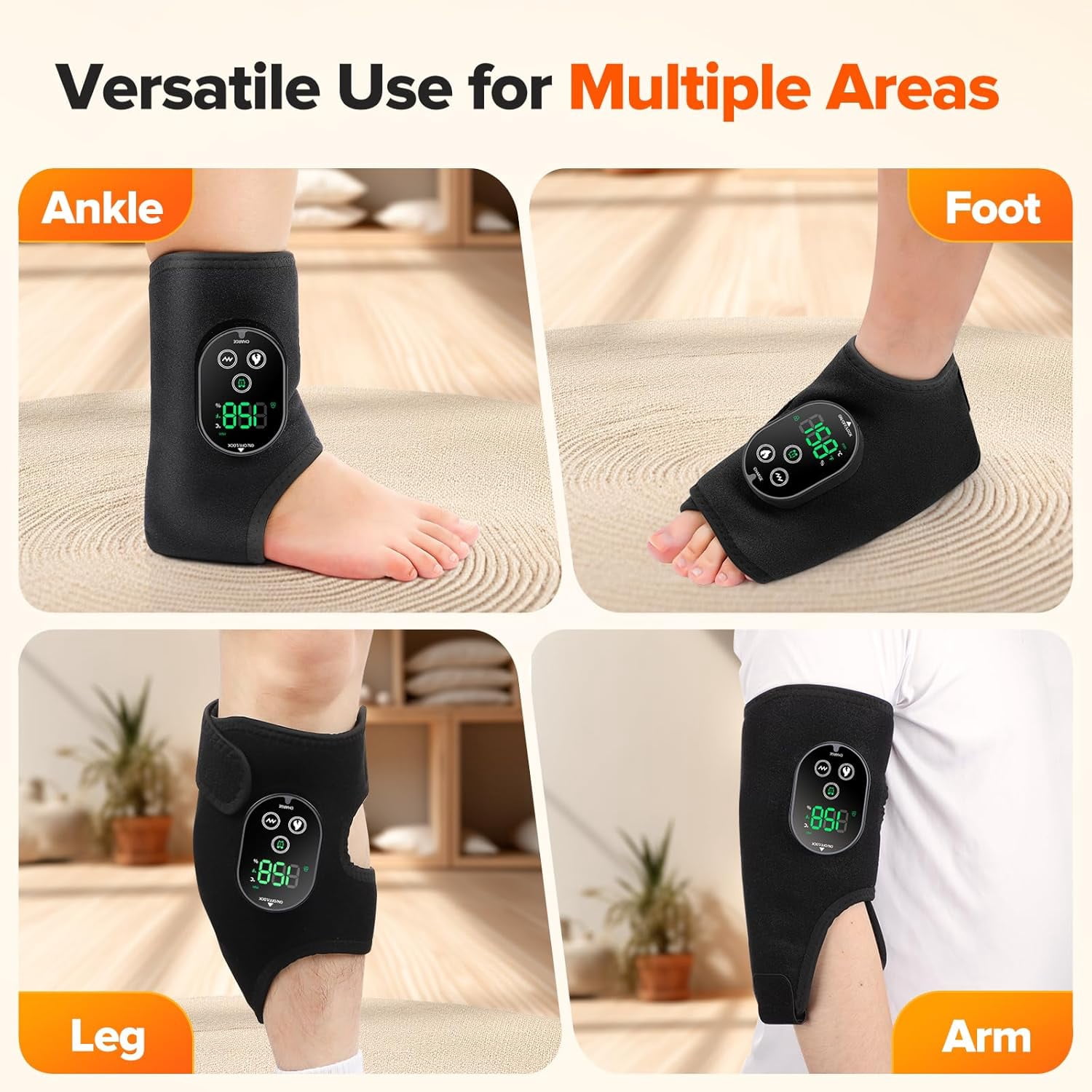 2PCS Cordless Foot Massager for Neuropathy, 3000mAh Rechargeable Ankle Heating Pad with Massage for Circulation, Foot Ankle Pain Relief Massager, Gray