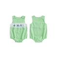 thumbnail image 2 of Suealasg Baby Boy Romper for Summer Loose Fit Golf Embroidery Plaid Smocked Crew Neck Sleeveless Infant Jumpsuit, 2 of 9