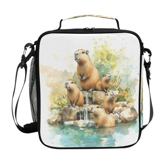 ALAZA Capybaras View Lunch Box Insulated Lunch Bag Reusable Thermal Cooler Tote School Picnic