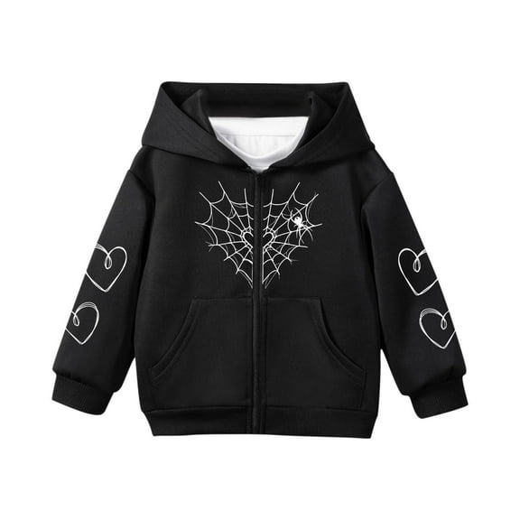 Favoffer Kids' Spider Graphic Hoodie Zip-Up Cardigan Fall Winter Boys Girls Clothes Cotton Warm Casual Sweet Cool Jacket Home Travel Toddler 1-7Y