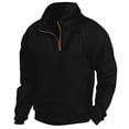 thumbnail image 3 of APEXFWDT Men's Polar Fleece Quarter Zip Sweatshirt - Stand Collar Athletic Top with Side Pockets Loose Fit Pullover S-3XL,L,Black, 3 of 9