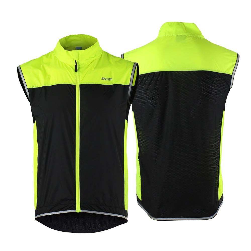Mens Windproof Cycling Vest Bike Reflective Gilet Waistcoat Sleeveless Wind Coat
