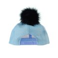 thumbnail image 3 of Unisex Style Faux Fur Pom Pom Snapback Flat Bill Cap Hat - Silver Glitter on Sky Blue, 3 of 4