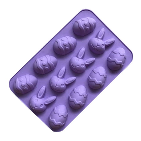 

cuitcosohg Easter Bunny Eggs DIY Chocolate Cake Baking Tool Silicone Molds Cake Mould Purple Silica gel