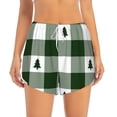 thumbnail image 4 of Lsque Green White Lumberjack Plaid Printed Women's Running Shorts with Liner Pockets,Elastic Quick Dry Workout Athletic Gym Yoga Shorts,Womens High Waist Shorts-Medium, 4 of 9