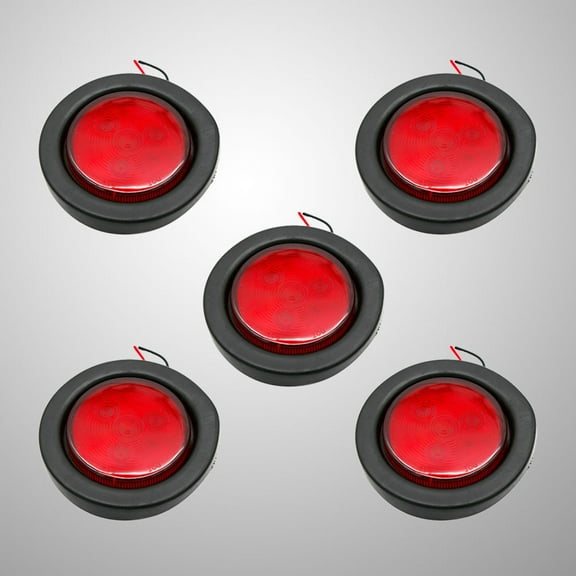 GOOHOCHY 5 PCS 2 inch 12V 4 LEDs Round Side Marker Lights Indicator Lamps for Truck Trailer Caravan (Red)