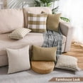 thumbnail image 4 of Brown Gingham Checkered Throw Pillow Covers 18x18 Set of 2, Neutral Modern Farmhouse Dark Brown Khaki Outdoor Pillows 18 x 18 for Porch Patio Furniture (No Pillow Inserts), 4 of 6