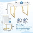 thumbnail image 3 of StnTalk Dining Table Set for 4, White and Gold Kitchen Table Set with 4 PU Leather Chairs, Modern Glam Dining Set with Gold Metal Frame for Apartment Small Space, 3 of 7