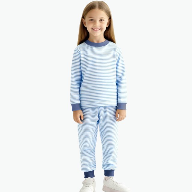 Cowsor Kids Lounge Set Long Sleeve Neck and Long Pants Two Piece Soft Sleepwear Outfits