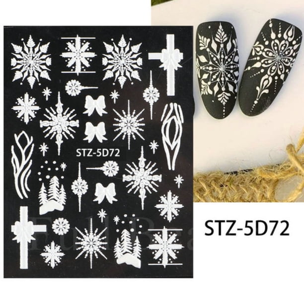 Fiudx Pegatinas 5D para Uñas, Diseño de Copo de Nieve En Relieve, Fácil Aplicación Autoadhesiva, Arte de Uñas Duradero, Decoración de Uñas Diy, Ocasiones Festivas, Seguro para Todos Los Usuarios