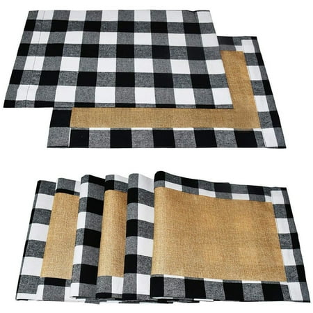 

1 Pack 6 Placemat Table Mat Black White Burlap Placemat Table Tableware Plate Placemat 30x45cm