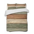 thumbnail image 2 of Quilts Queen Size, Farmhouse Sage Green Brown Soft Comforter Bedding Set for Bed, Vintage Wooden Striped Lightweight Quilted Bedspread with Pillow Cover(2 Pieces) for All Season, 90x96 Inch, 2 of 6