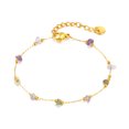 thumbnail image 1 of Pulsera colorida de acero inoxidable con piedra natural para mujer, 1 of 3