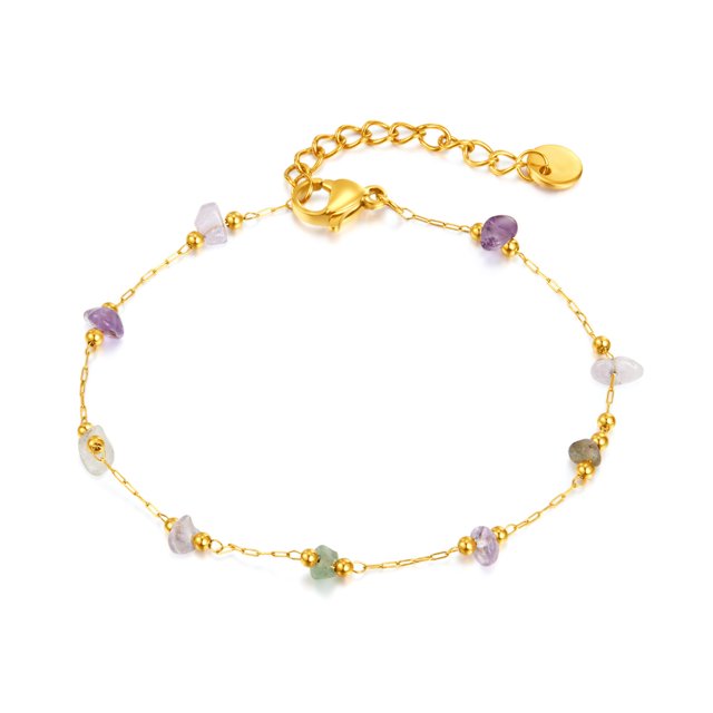 Pulsera colorida de acero inoxidable con piedra natural para mujer