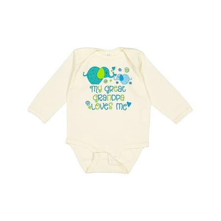 

Inktastic My Great Grandpa Loves Me- Cute Elephants Gift Baby Boy or Baby Girl Long Sleeve Bodysuit