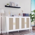 thumbnail image 2 of Buffet Storage Cabinet with Rattan Decorating Living Room Wood Kitchen Sideboard Accent Cabinet, 2 of 6
