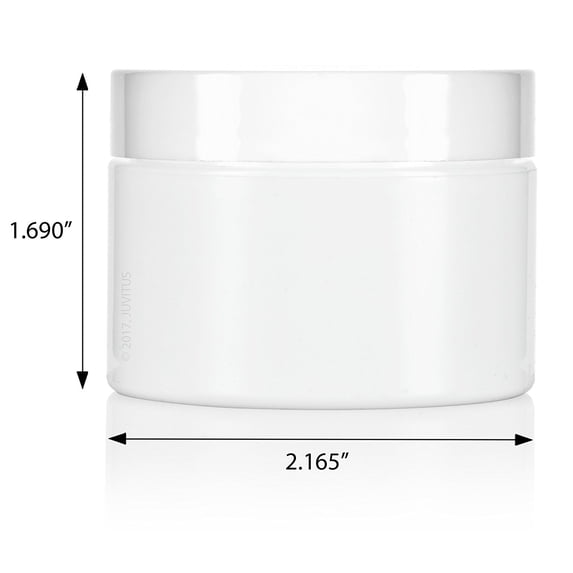 2 oz White Double Wall Plastic Jar with Airtight Lined Lid (Pack of 12) + Spatulas and Labels