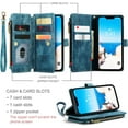 thumbnail image 3 of Asuwish Compatible with iPhone 15 Plus 6.7 inch Wallet Phone Case and Tempered Glass Screen Protector Faux Leather Flip Credit Card Holder Zipper Cell Cover for i Phone15 15+ i15 + 15Plus Women Blue, 3 of 7