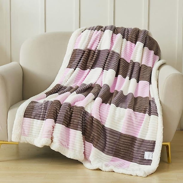 Sherpa Fleece Throw Blanket 60" X 80" Reversible Plush Fluffy Large Big Blanket Lattice Flannel Blankets For Sofa Couch Bed (grey-soft Blue, 60"*80")