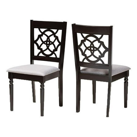 Bowery Hill 17.9'' Modern Oak Wood Dining Chair in Dark Brown (Set of 2)