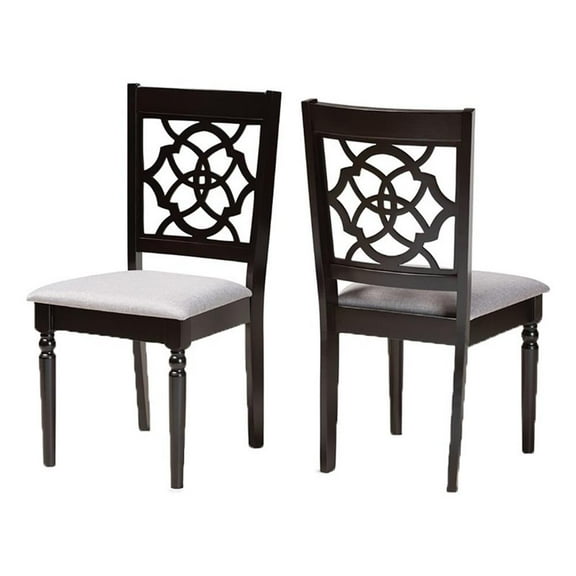 Bowery Hill 17.9'' Modern Oak Wood Dining Chair in Dark Brown (Set of 2)