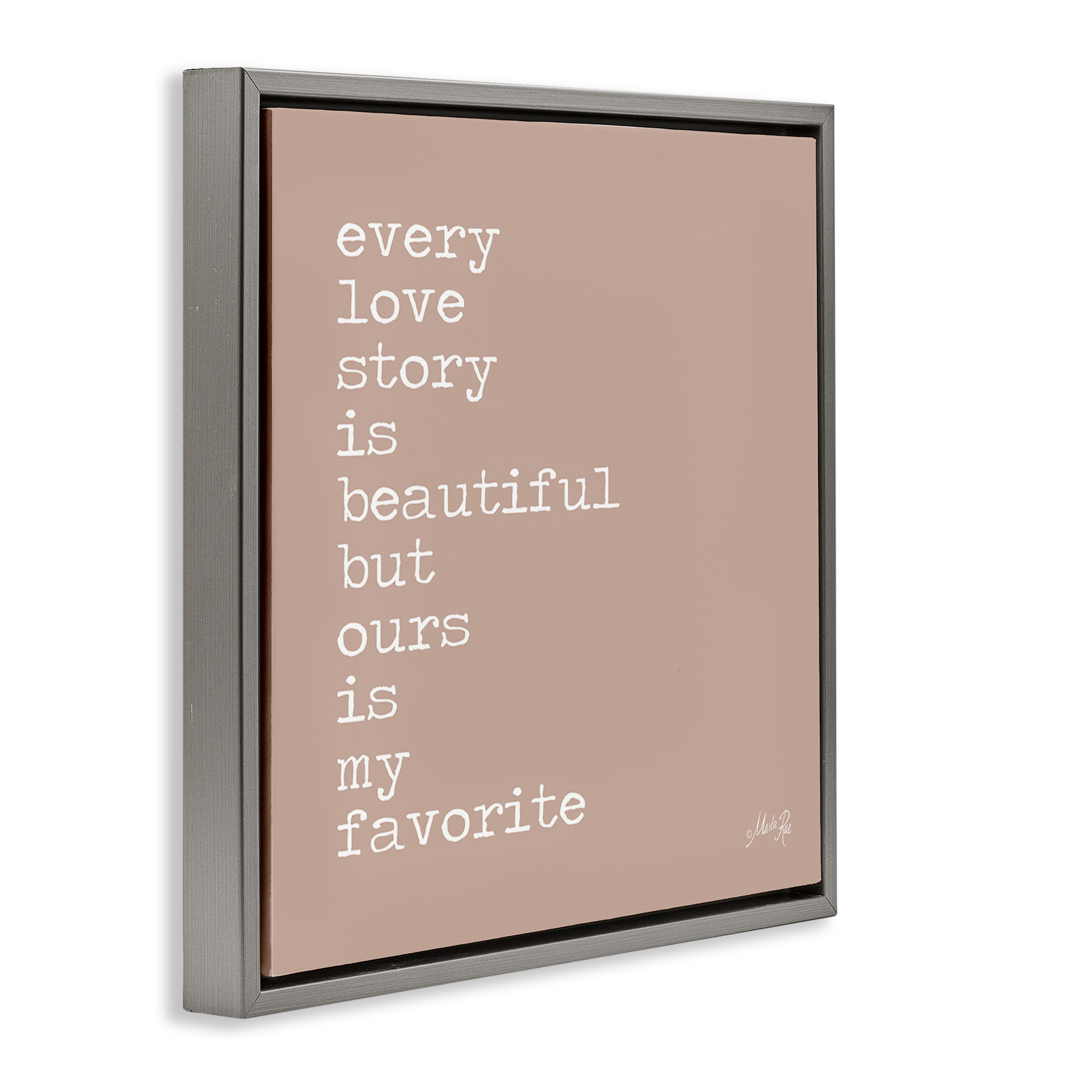 Stupell Industries Favorite Love Story Text & Numbers Painting Gray Floater Framed Canvas Art Print Wall Art, 25 x 25